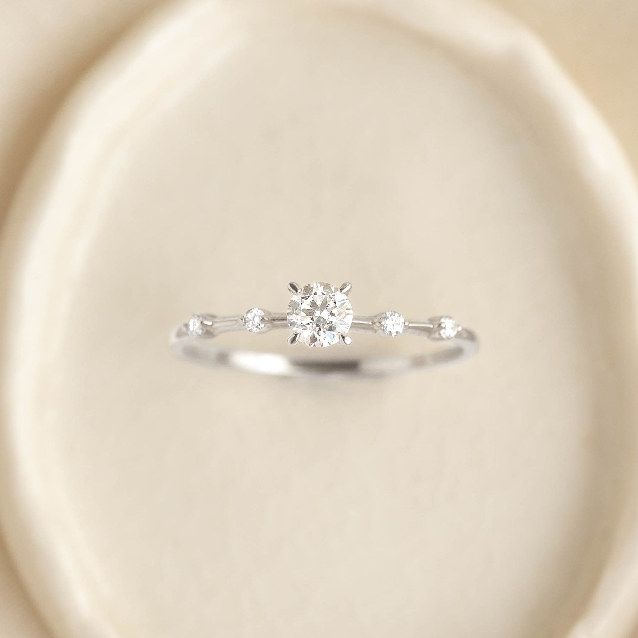 Round Lab Grown Diamond Ring White Gold - Rocio