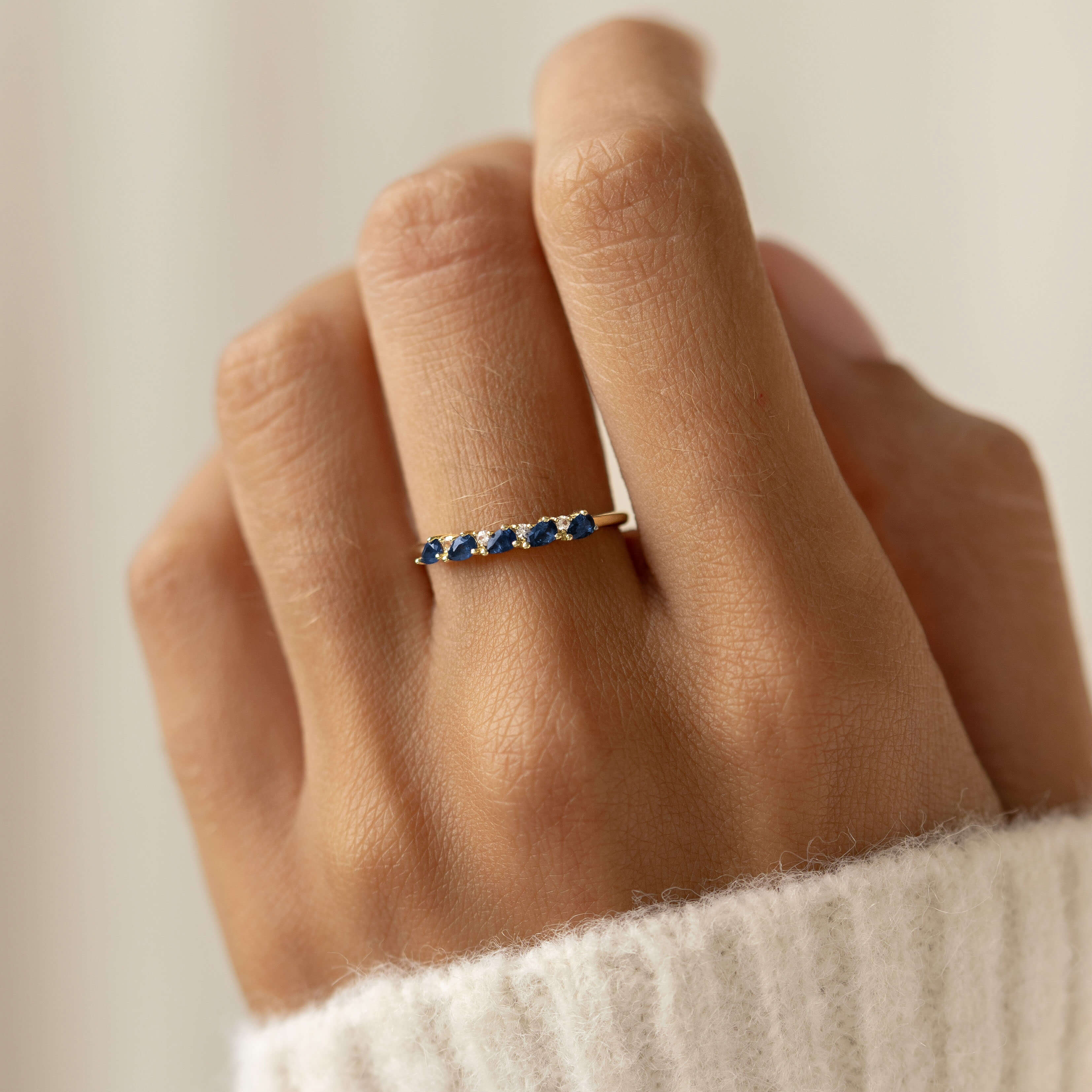 Sapphire Half Eternity Ring 14k Gold - Capriana