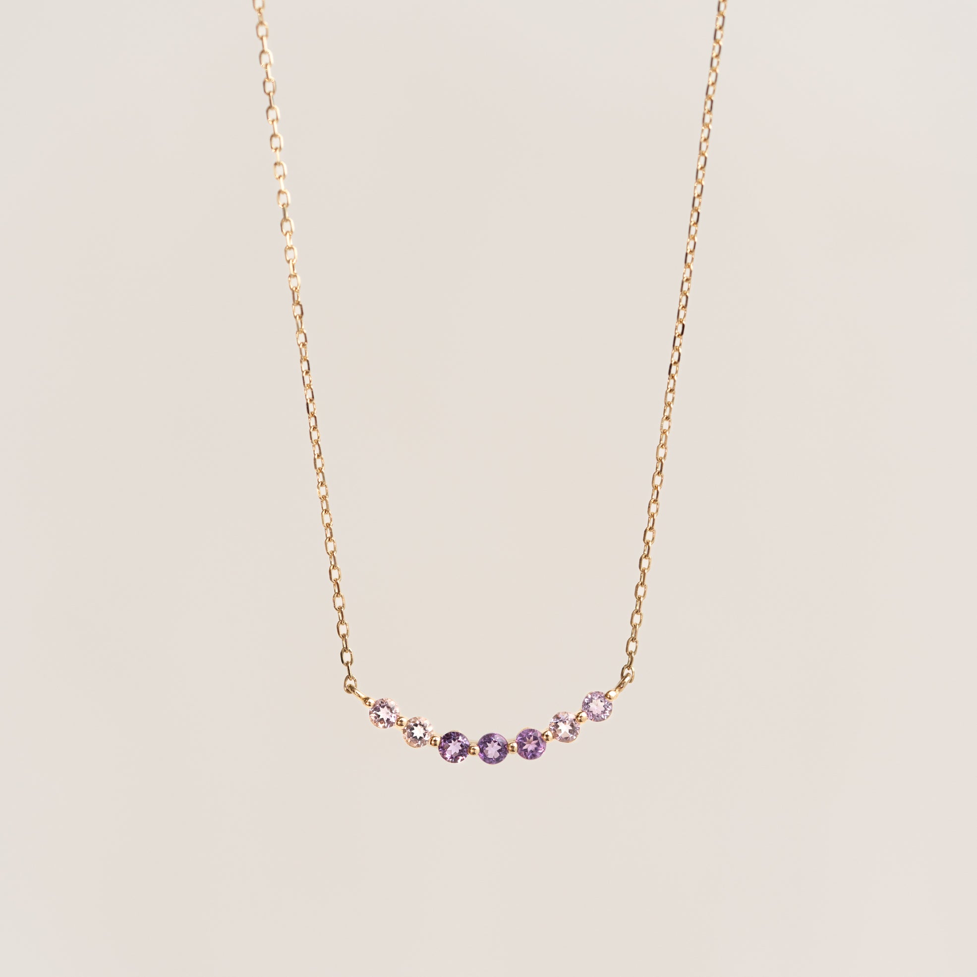 February Birthstone Necklace 14k Gold - Ombre Amethyst