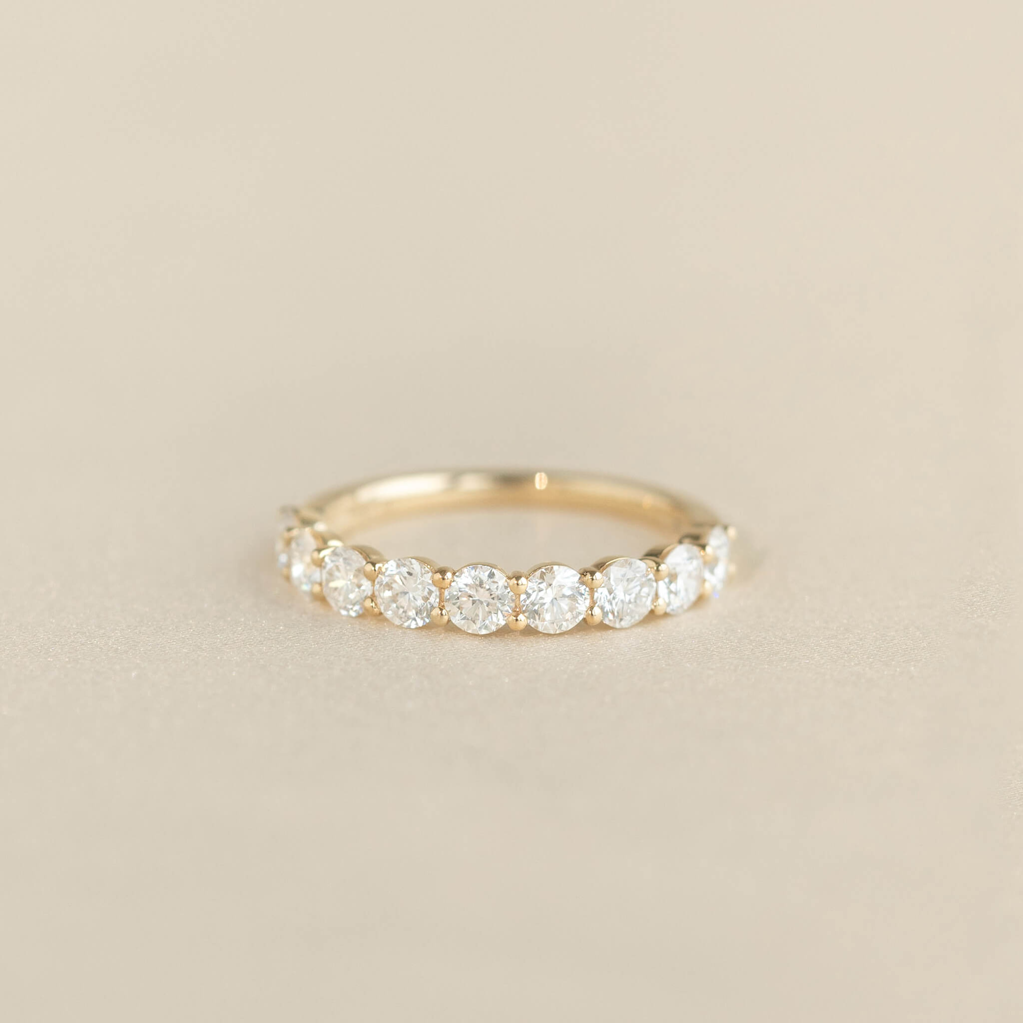 Round Cut Lab Grown Diamond Half Eternity Ring 14k Gold - Eliana