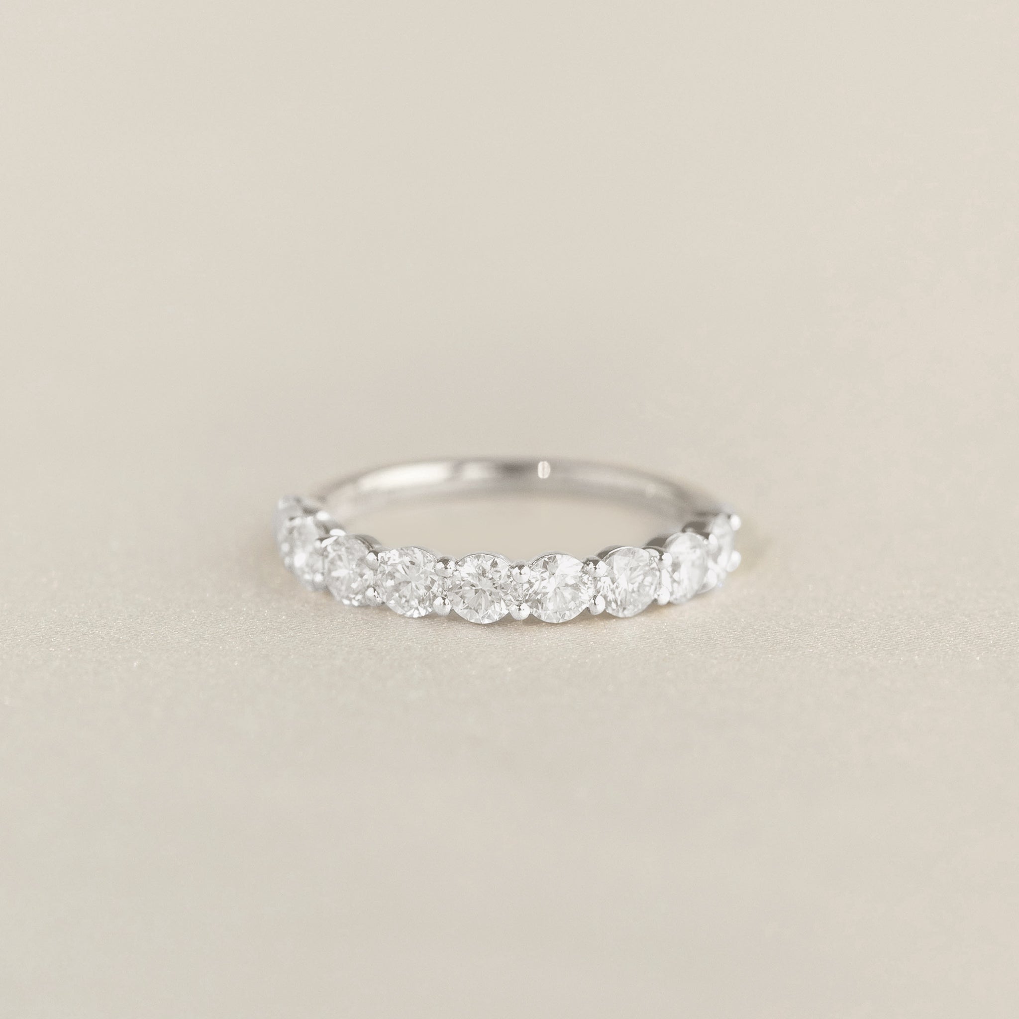 Round Cut Lab Grown Diamond Half Eternity Ring White Gold - Eliana