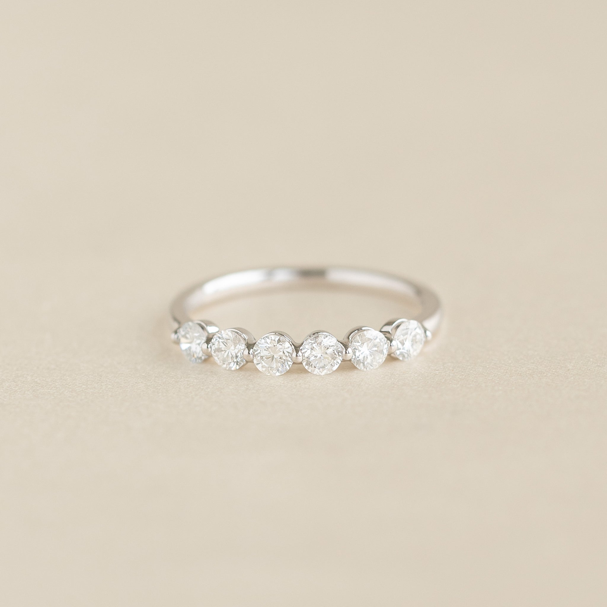 Round Cut Lab Grown Diamond Half Eternity Ring White Gold - Josefine