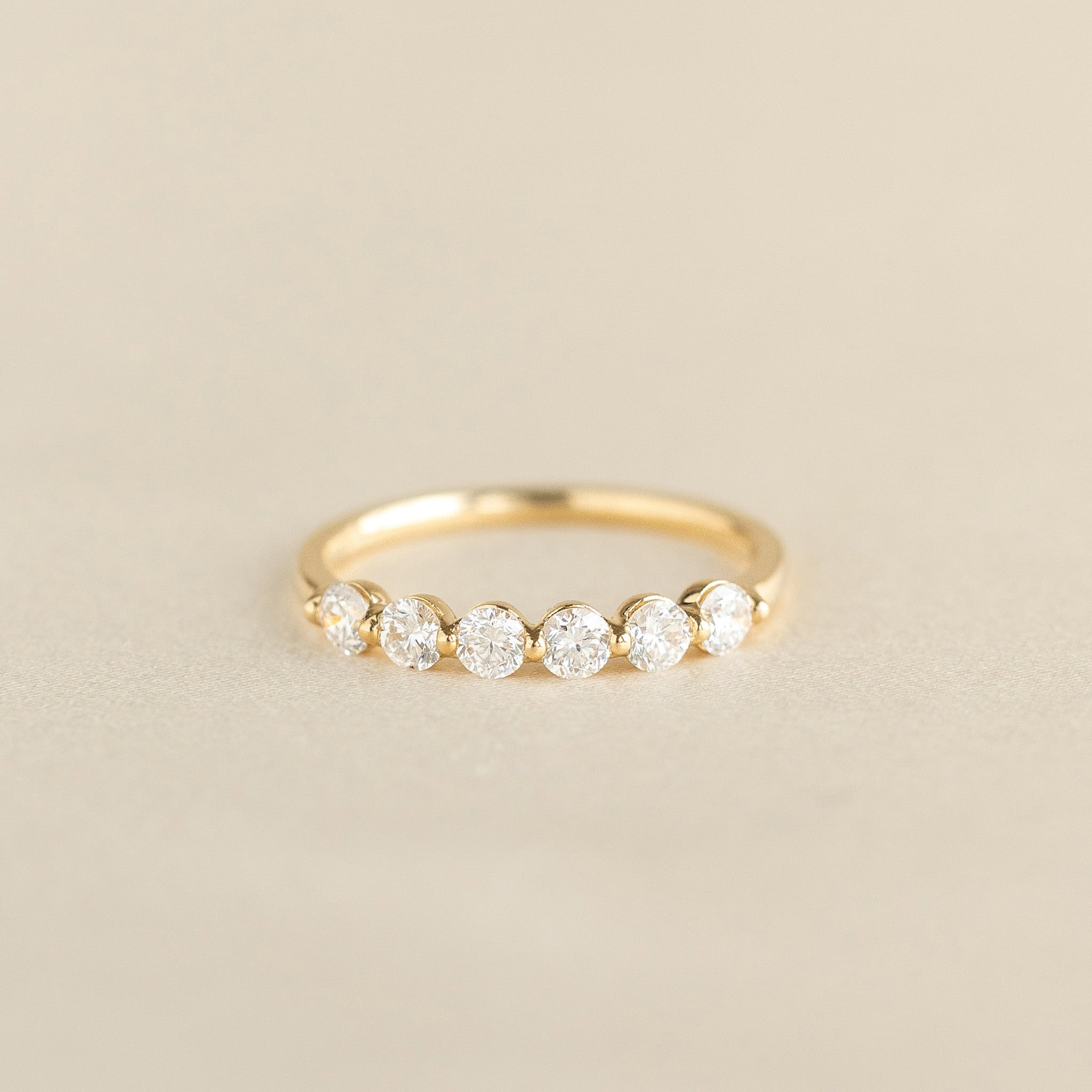 Round Cut Lab Grown Diamond Half Eternity Ring 14k Gold - Josefine