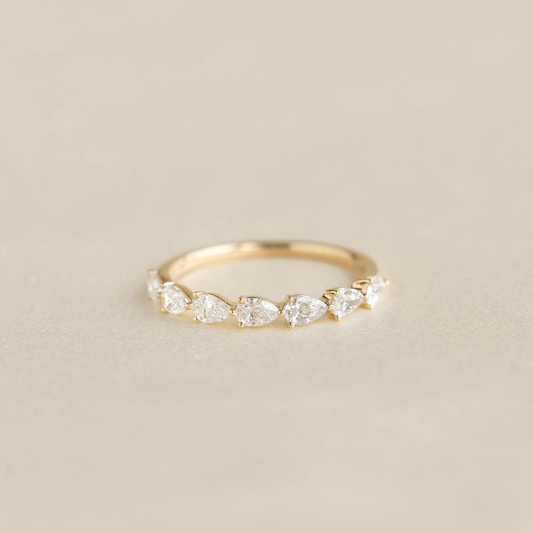 Pear Cut Lab Grown Diamond Half Eternity Ring 14k Gold - Liese