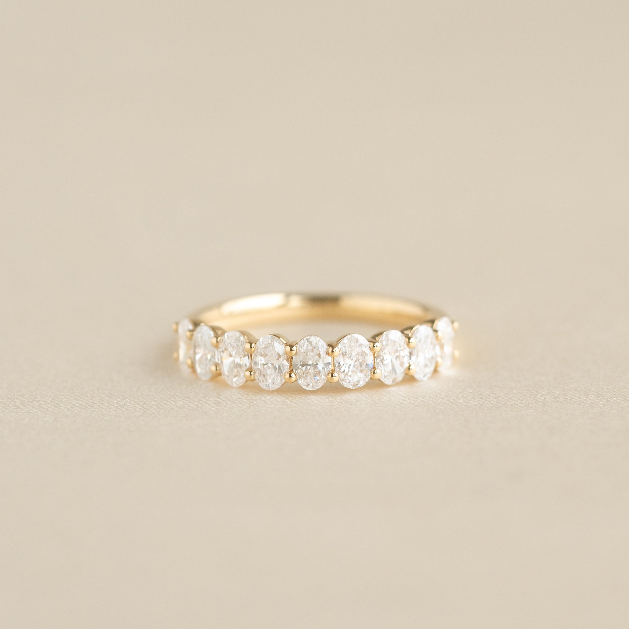 Oval Cut Lab Grown Diamond Half Eternity Ring 14k Gold - Merle