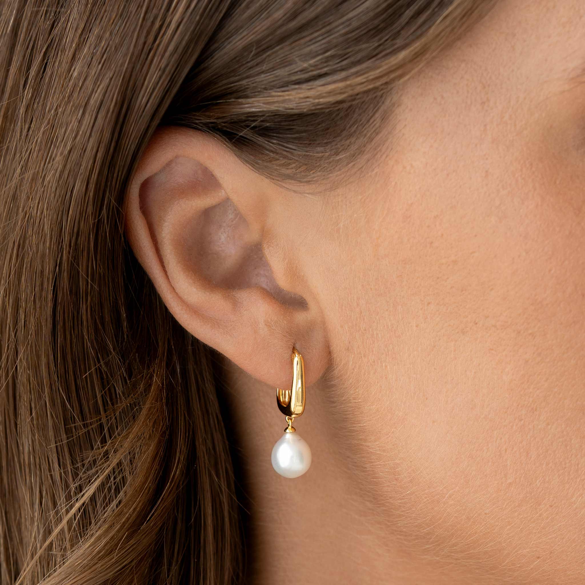 Pearl Drop Hoop Earrings - Maeve