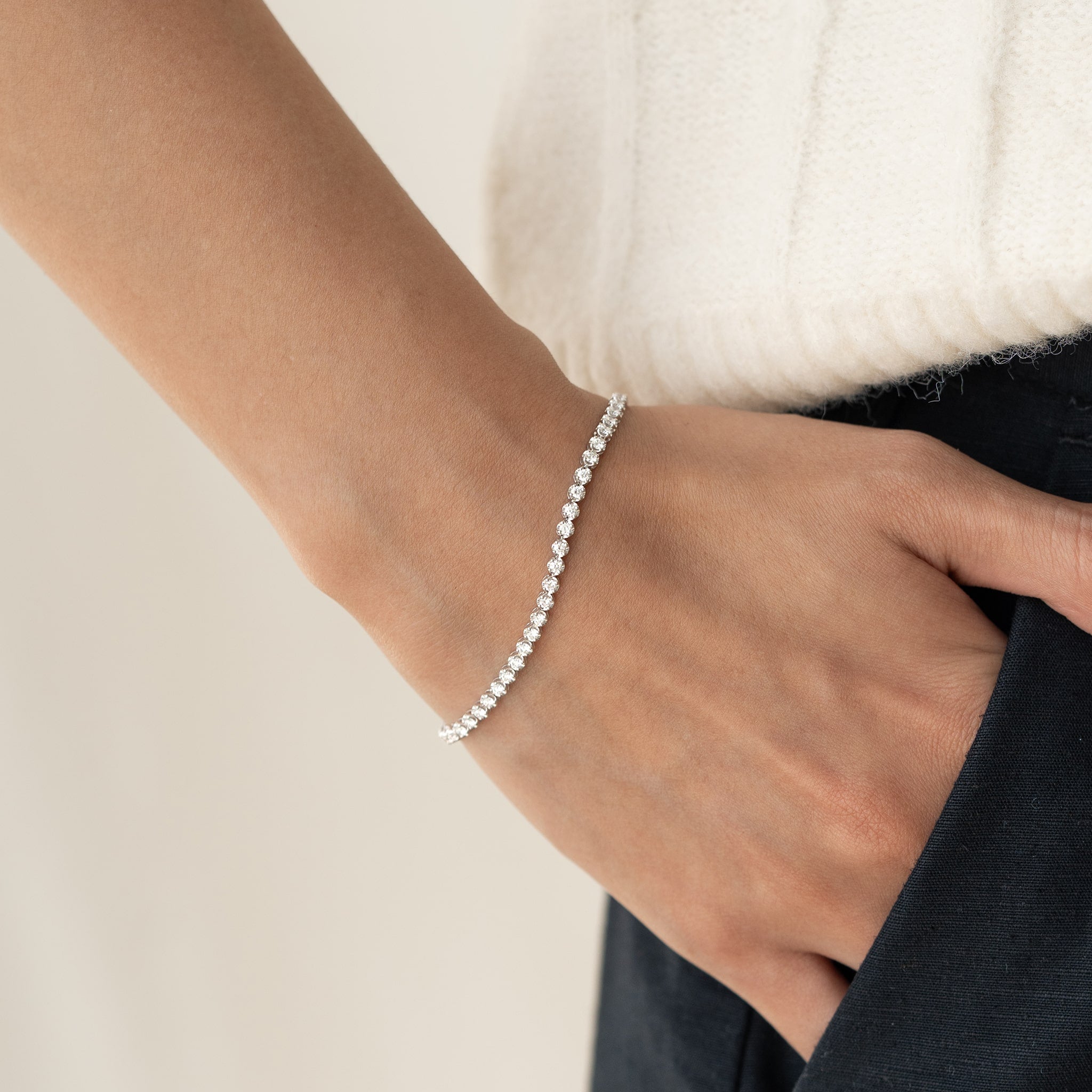Lab Grown Diamond Tennis Bracelet White Gold (1.5 - 1.62 ct tw) - Mirella