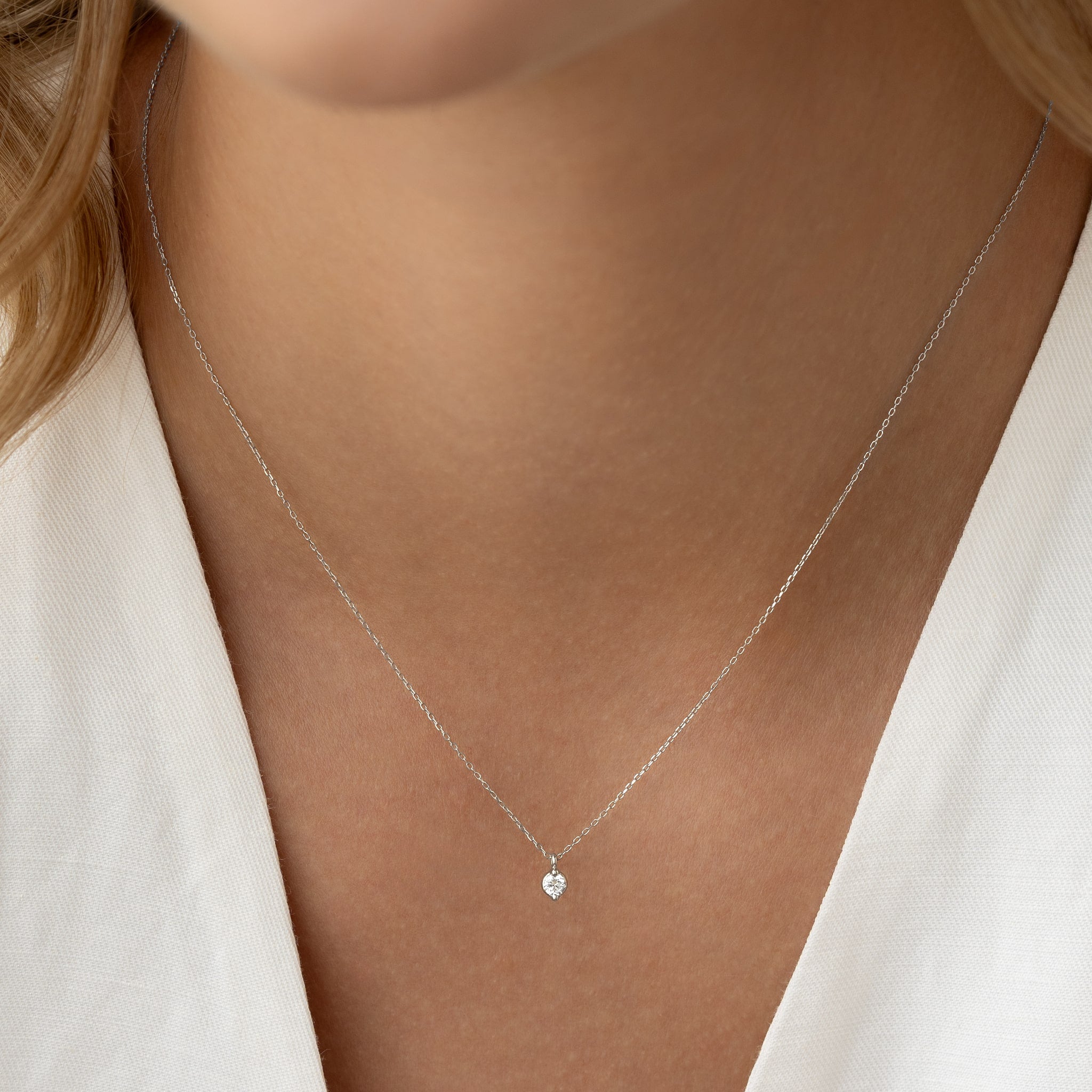 Lab Grown Diamond Pendant Necklace White Gold - Atiana