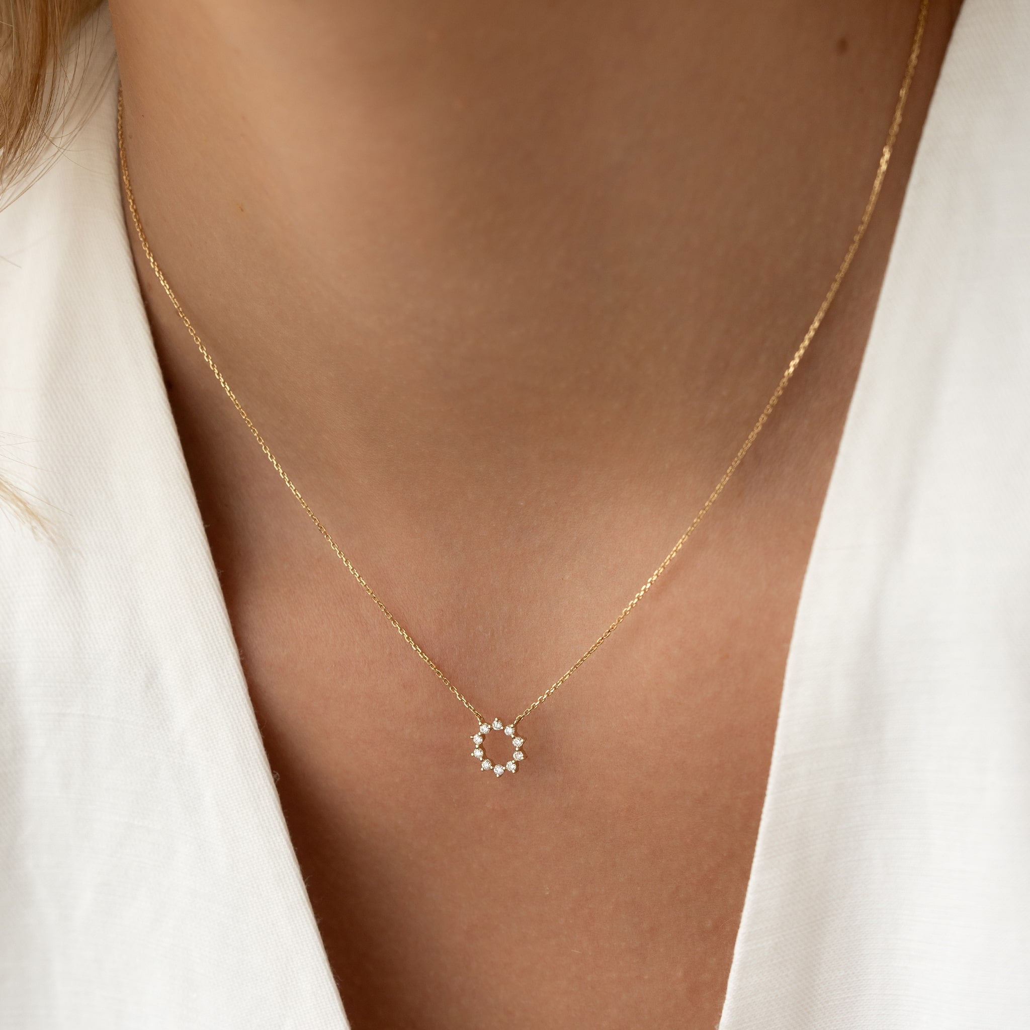 Lab Grown Diamond Sun Necklace 14k Gold - Leda