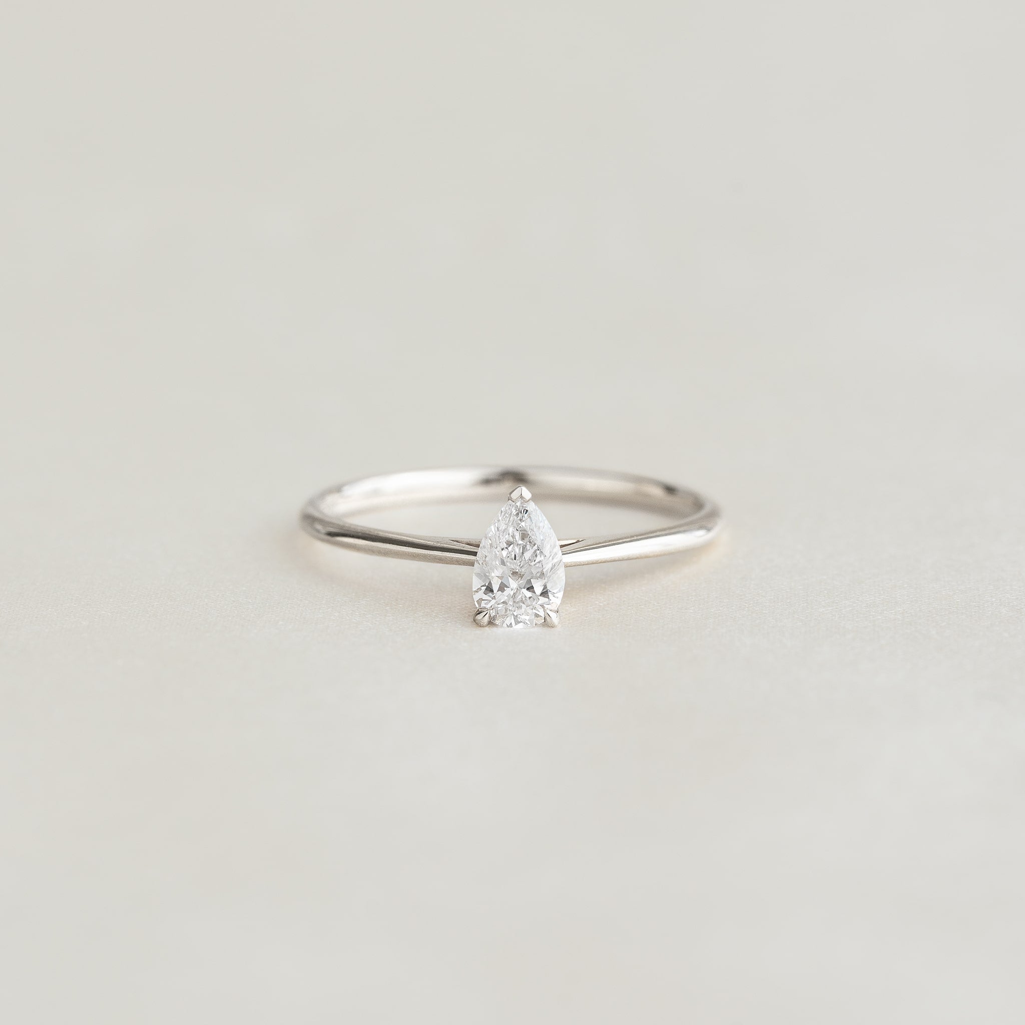 Pear Shaped Lab Grown Diamond Ring White Gold - Mariela