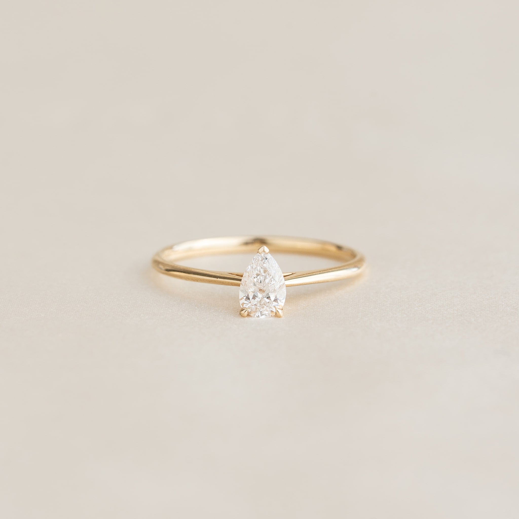 Pear Shaped Lab Grown Diamond Ring 14k Gold - Mariela