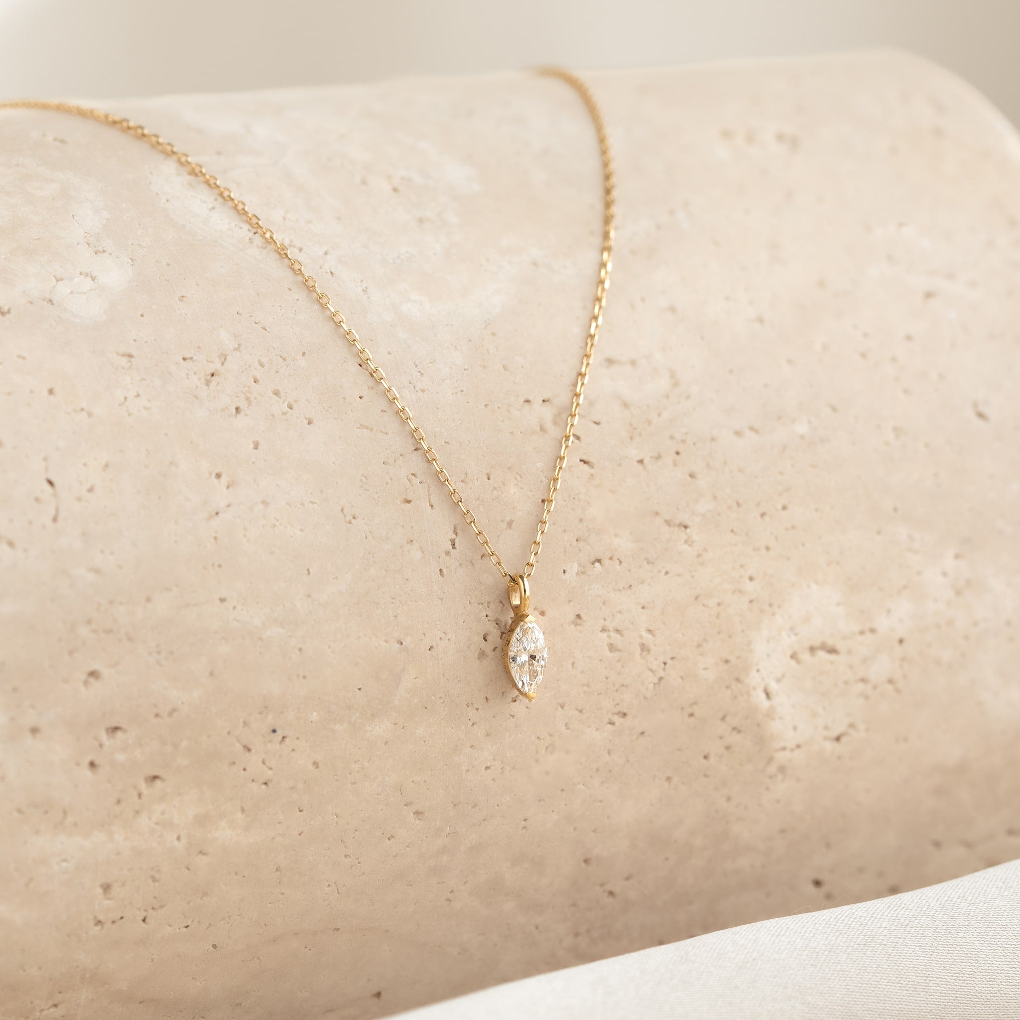 Marquise Lab Grown Diamond Necklace 14k Gold - Violetta