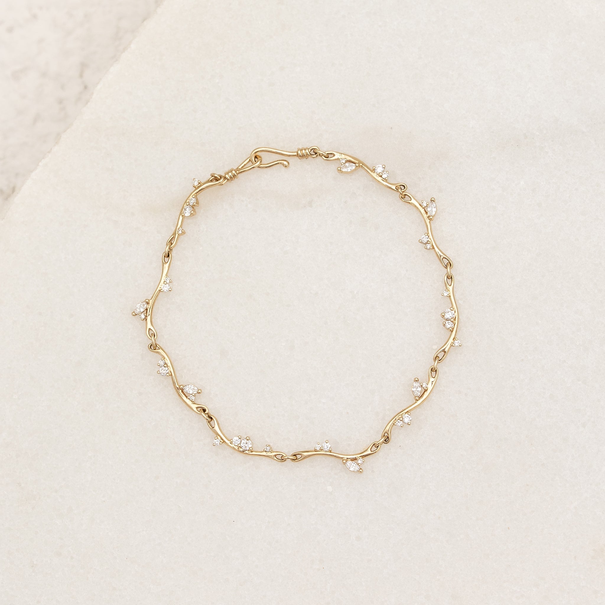 Lab Grown Diamond Organic Bracelet 14k Gold - Marina