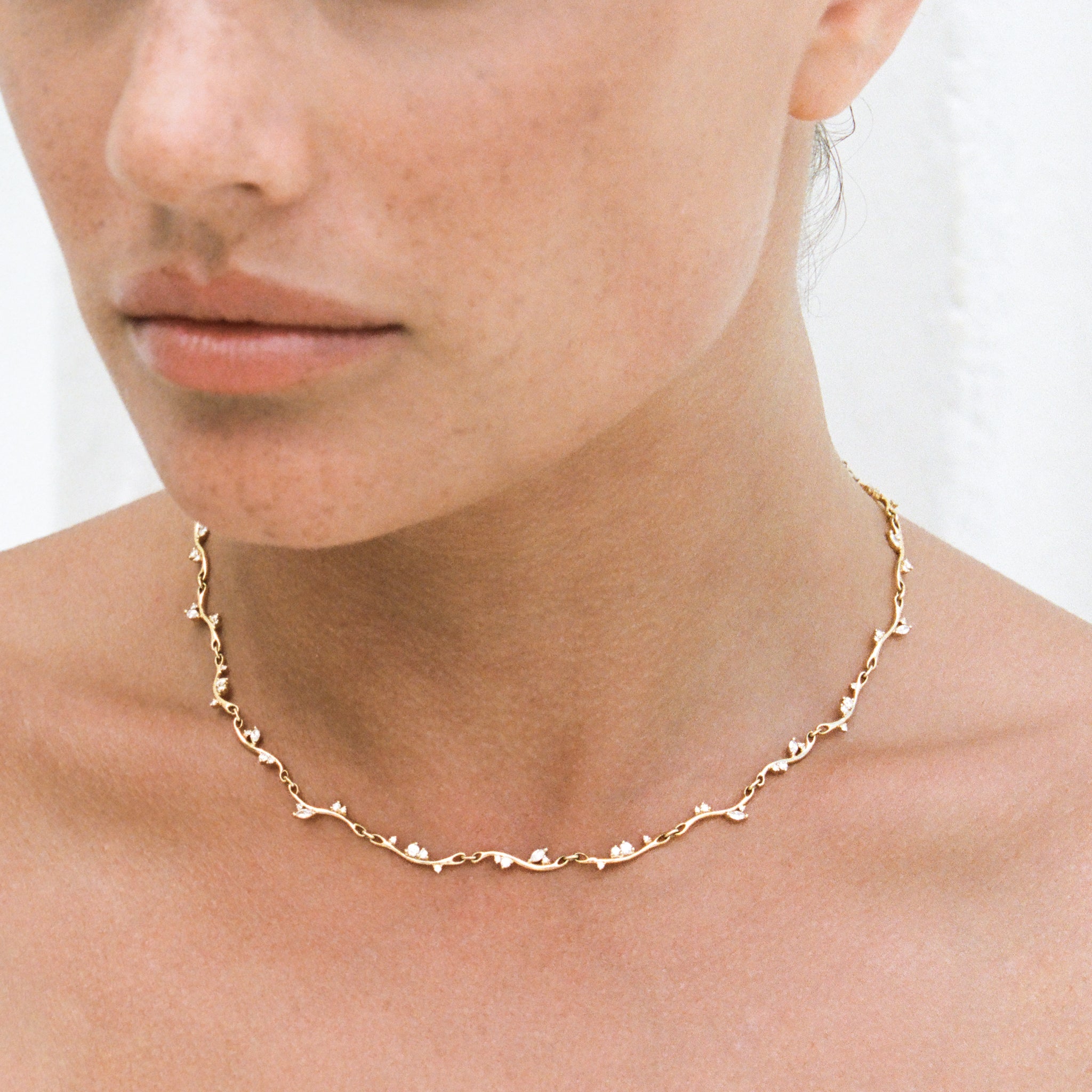 Lab Grown Diamond Organic Necklace 14k Gold - Marina