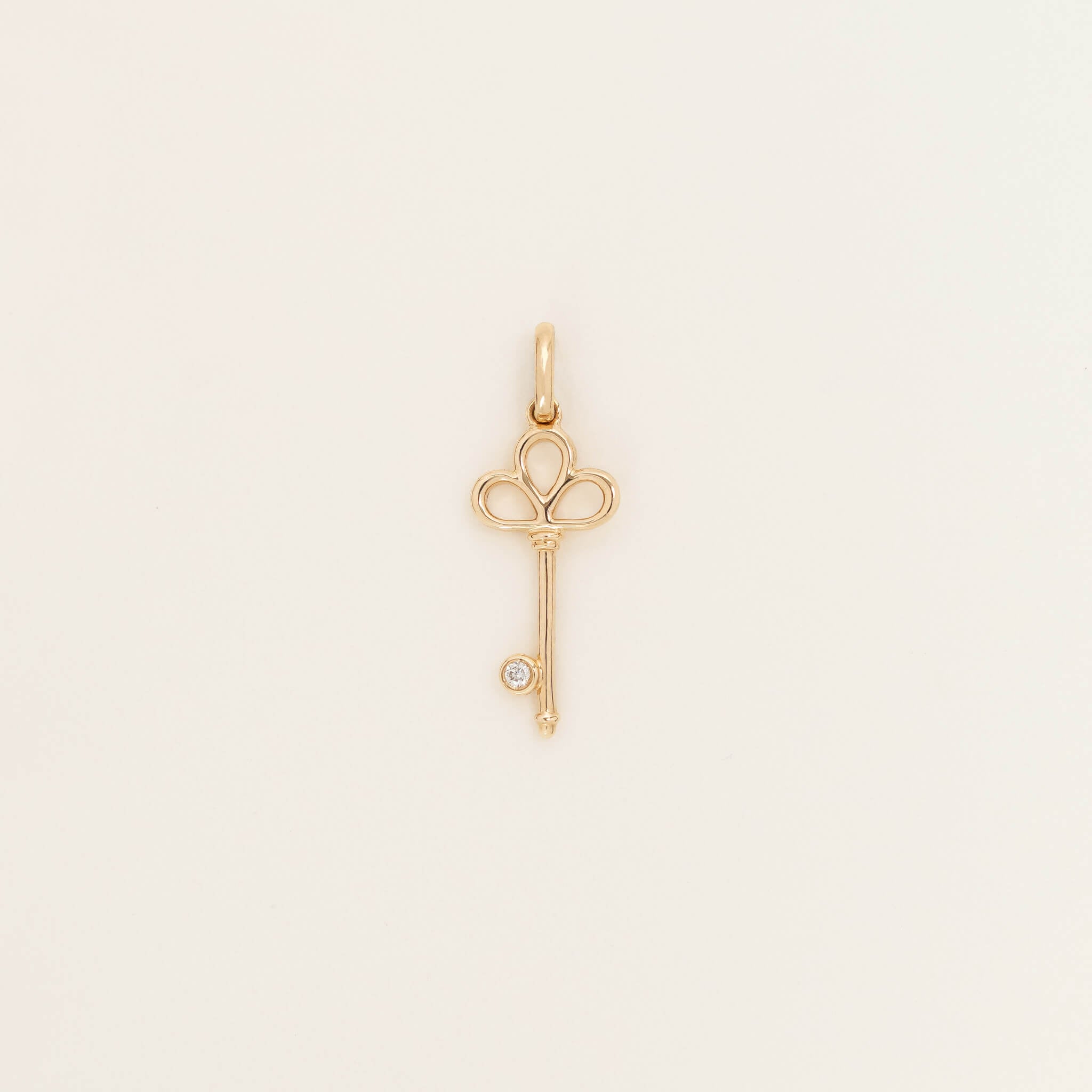 Lab Grown Diamond Key Pendant Charm 14k Gold