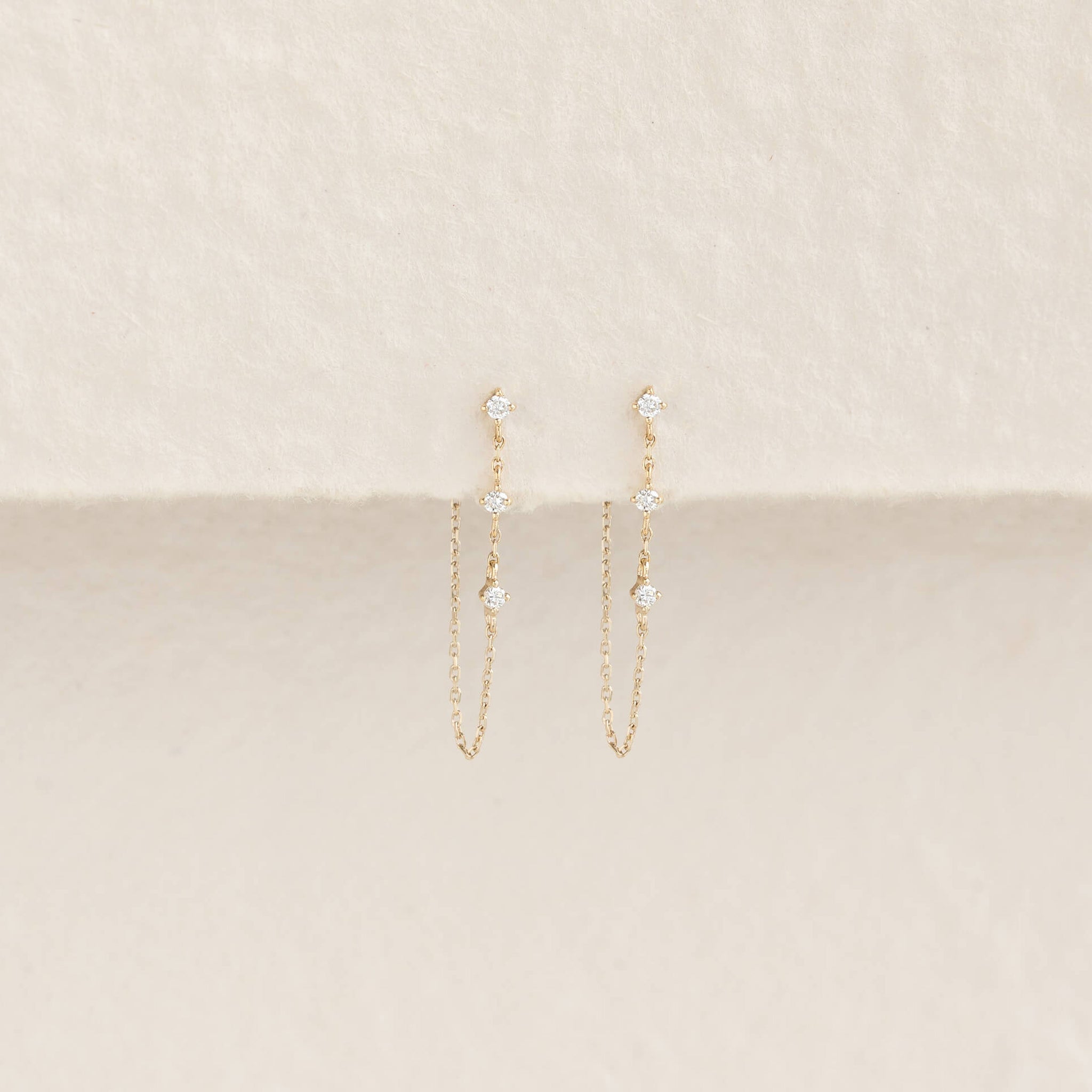 Lab Grown Diamond Drop Chain Earrings 14k Gold - Naya
