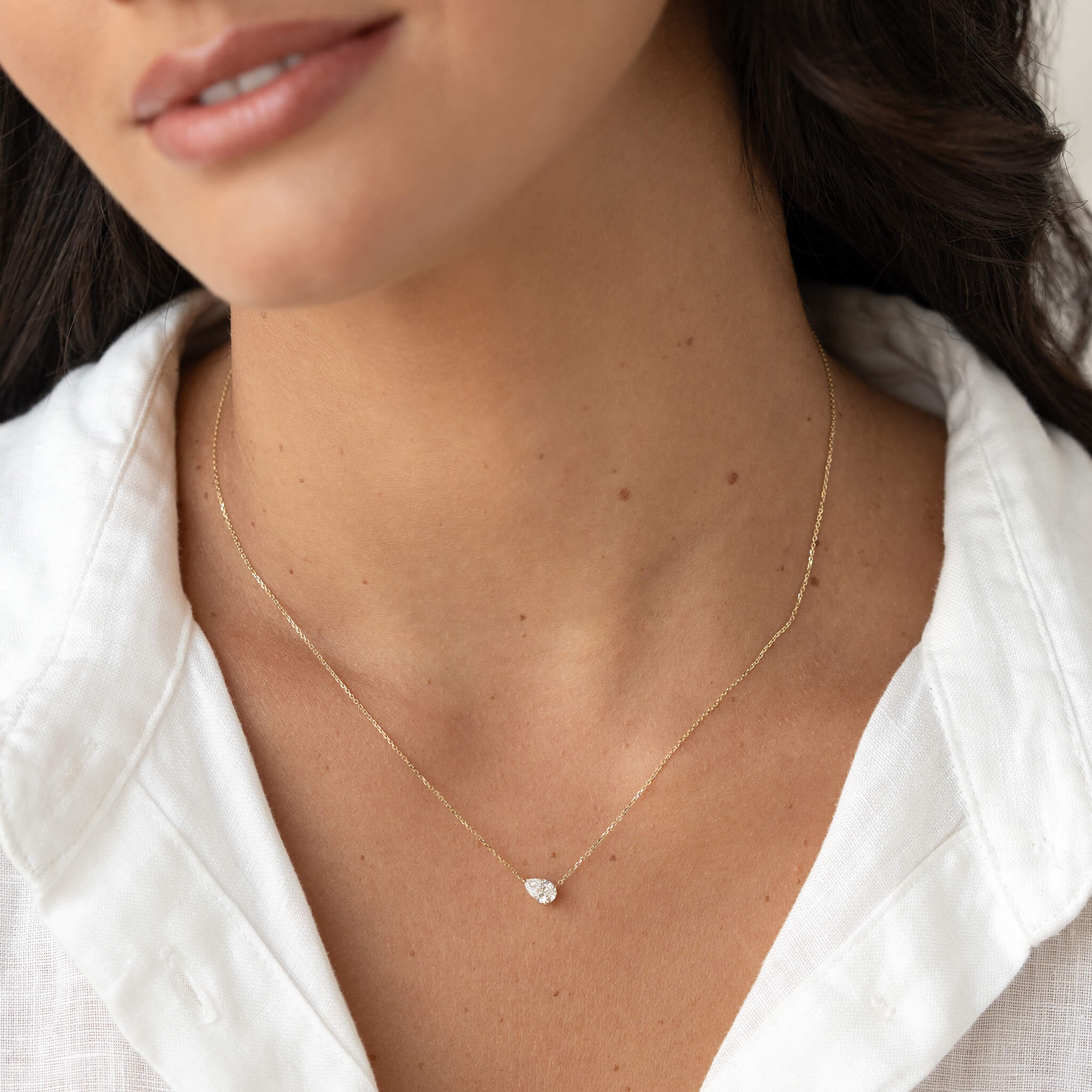 East West Pear Cut Lab Grown Diamond Necklace 14k Gold (0.5 ct tw) - Risa