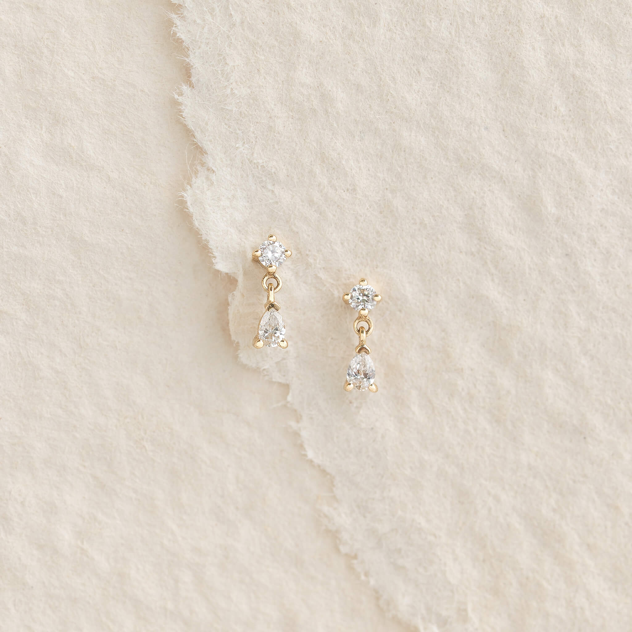 Pear Cut Lab Grown Diamond Dangle Stud Earrings 10k Gold - Yana
