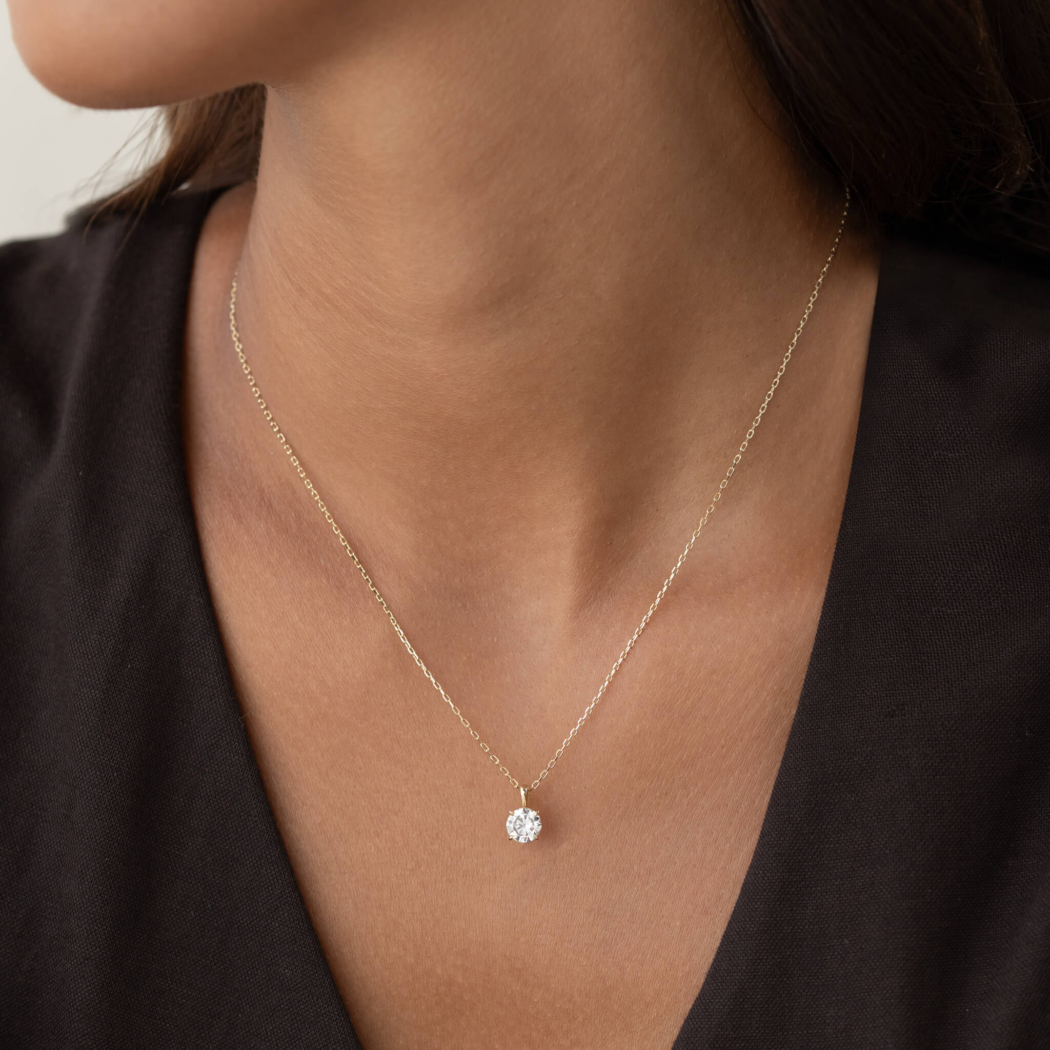 Solitaire Lab Grown Diamond Necklace 14k Gold - Rumi