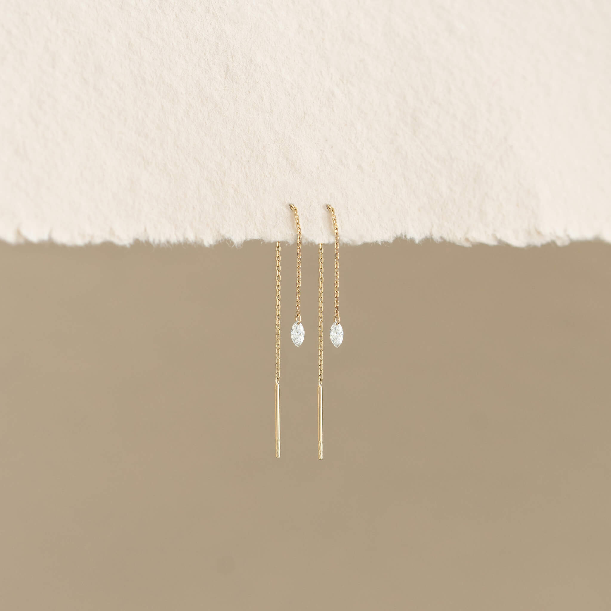 Marquise Lab Grown Diamond Drop Threader Earrings 14k Gold - Sora