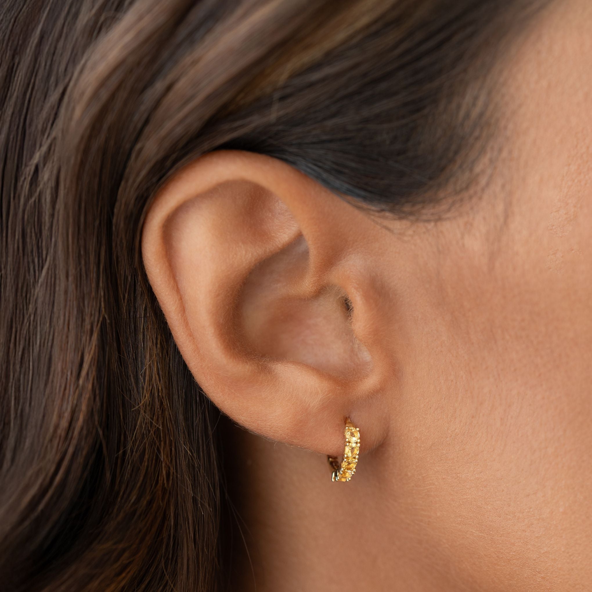 November Birthstone Huggie Earrings - Citrine