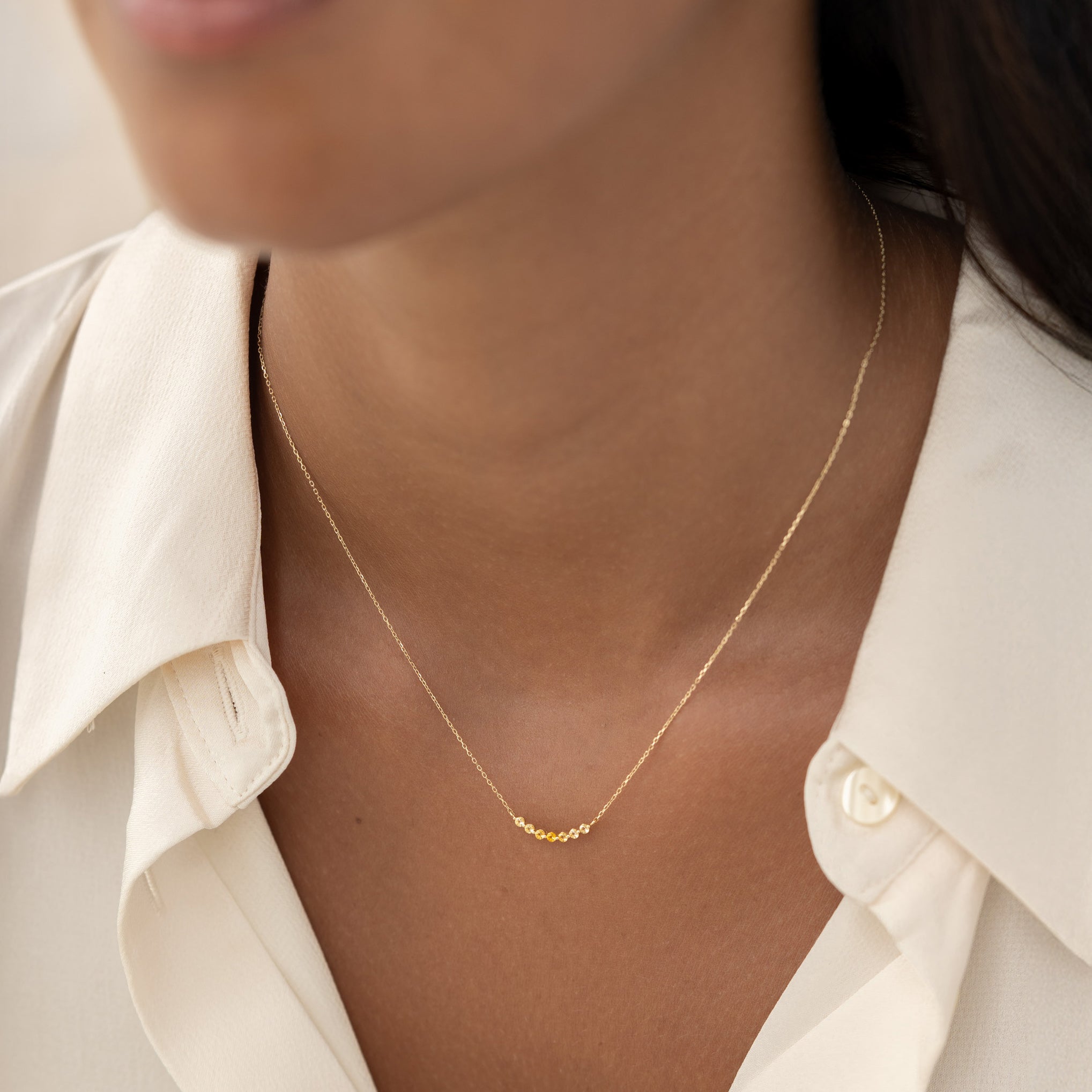 November Birthstone Necklace 14k Gold - Ombre Citrine