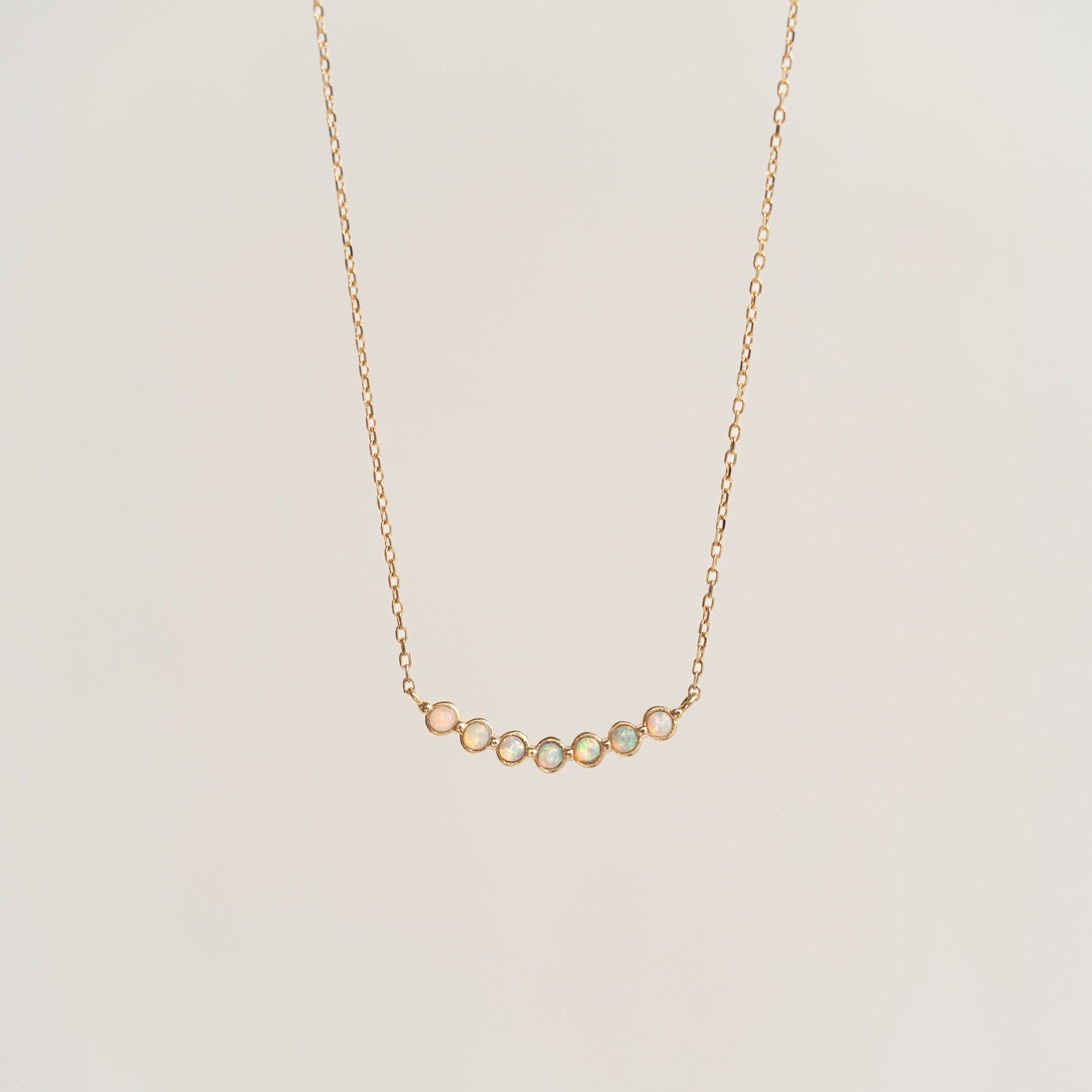October Birthstone Necklace 14k Gold - Opal