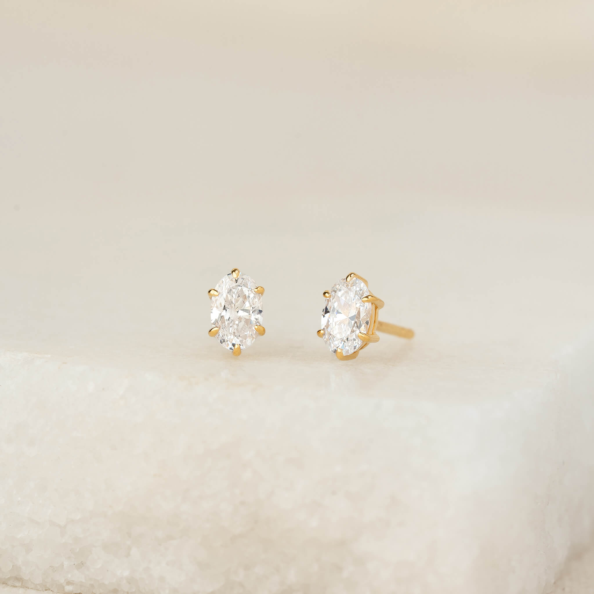 Oval Cut Gemstone Stud Earrings - Roslyn