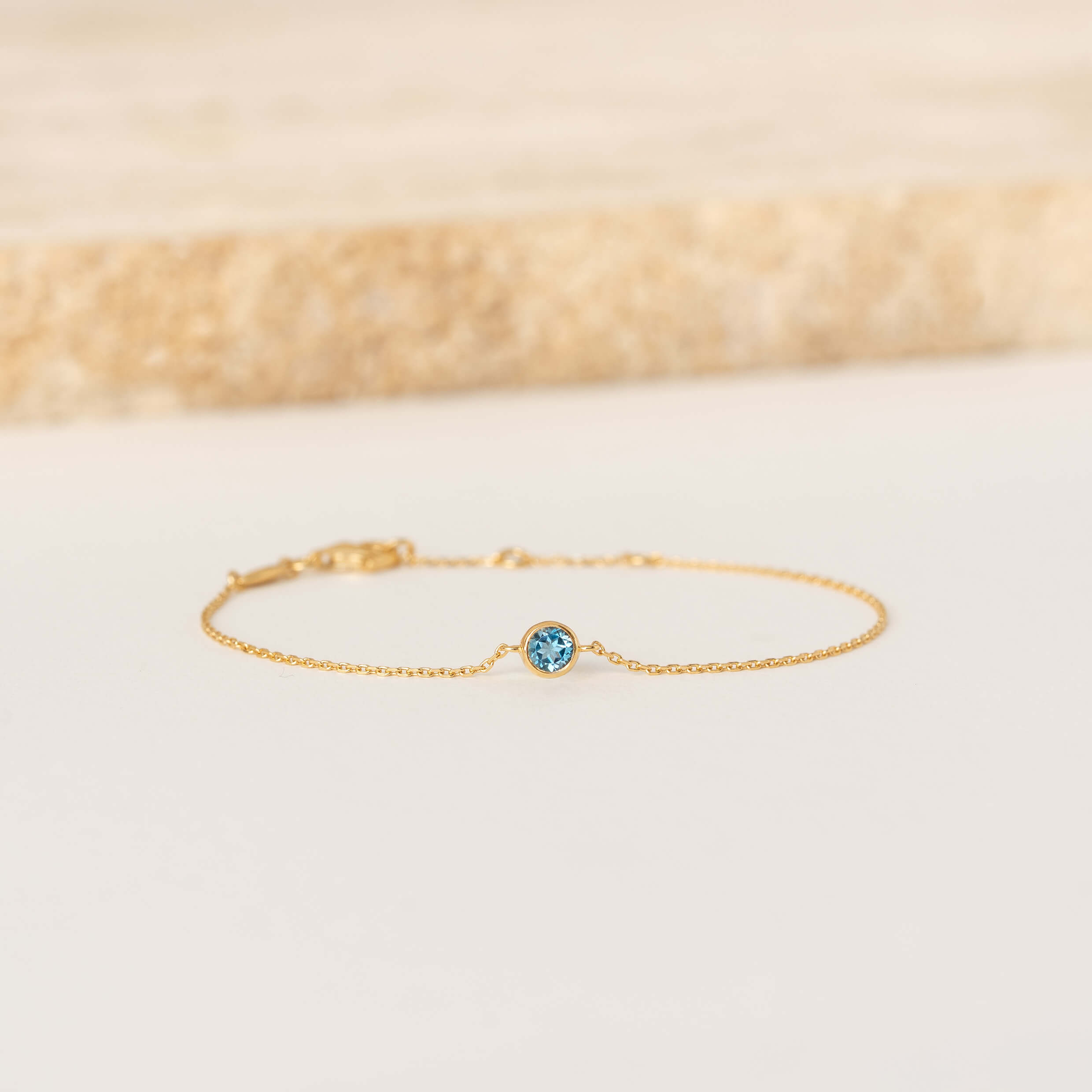 September Birthstone Bezel Bracelet - London Blue Topaz