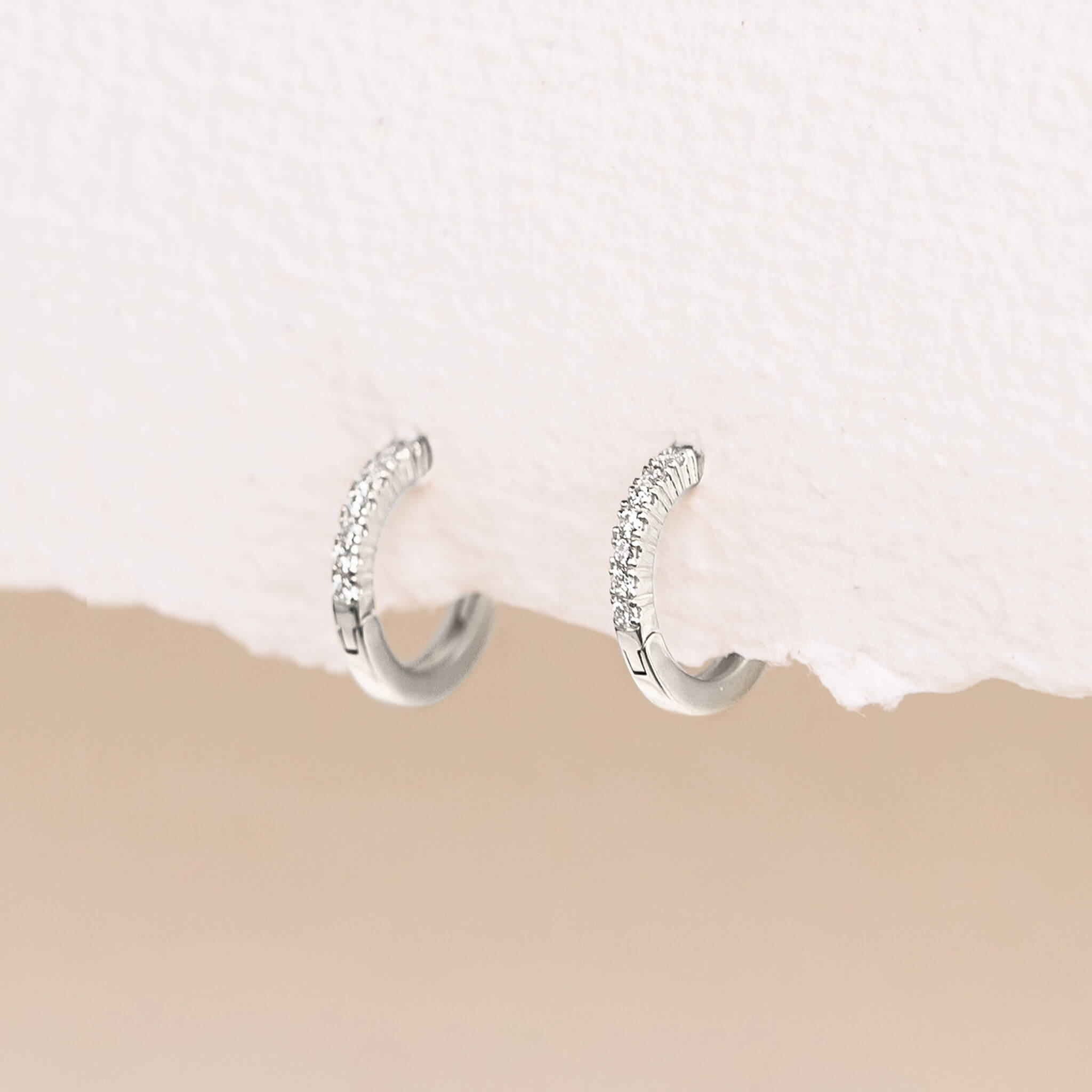 14k White Gold Lab Grown Diamond Huggie Earrings - Susanna