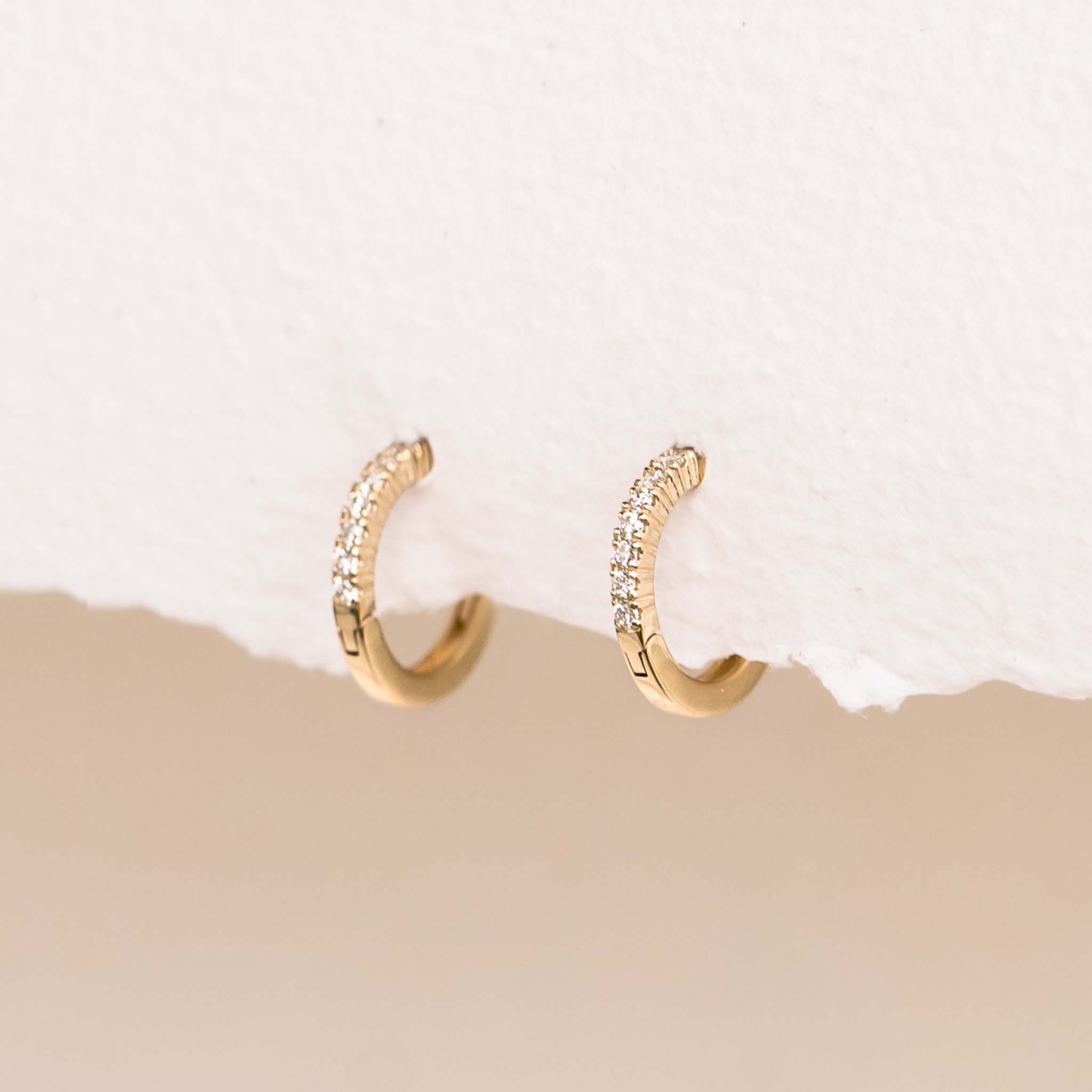 14k Yellow Gold Lab Grown Diamond Huggie Earrings - Susanna